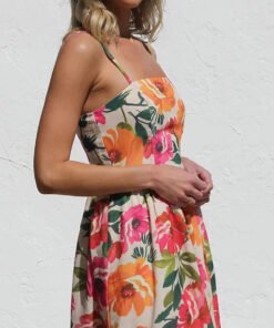 Isadora Womens Floral Backless Slip Maxi Dress